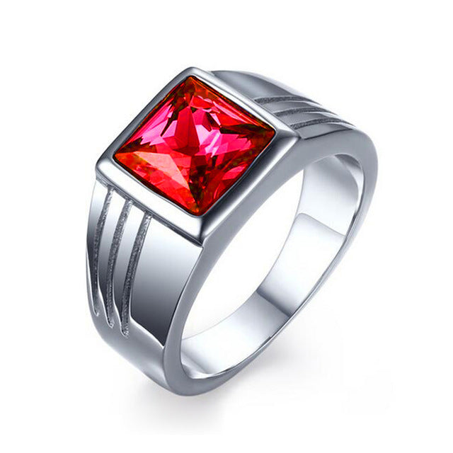 Red Stone Jewelry Men Engagement Ring