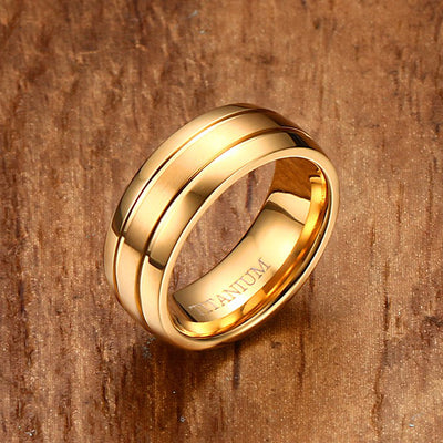 Men Gold Titanium Engagement Ring