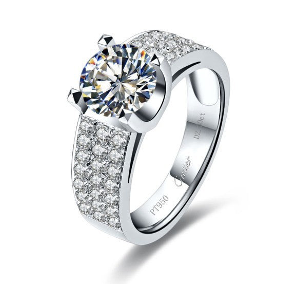 Round Cut Silver Women Engagement Ring